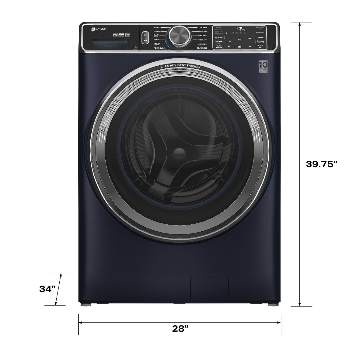 GE Profile 6.1 cu. ft. IEC Smart Front Load Steam Washer – Sapphire Blue